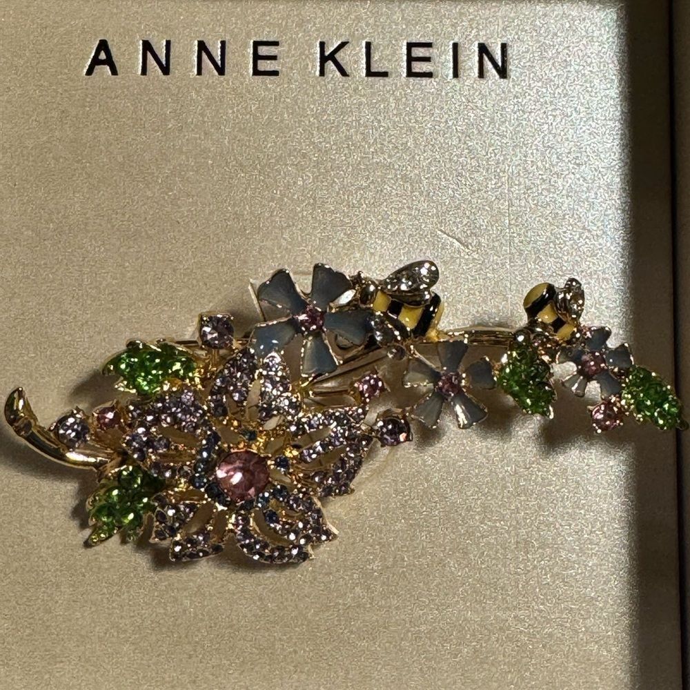 Anne Klein Gold and Green Vintage-Inspired Brooch